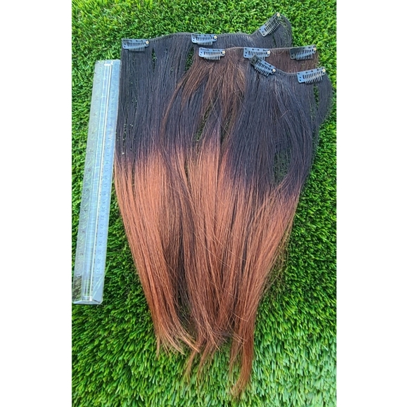 16 inch Real Hair Brown Clip in Hair Extensions🍫 Very Easy to Apply Yourself 🌱 - Picture 2 of 8